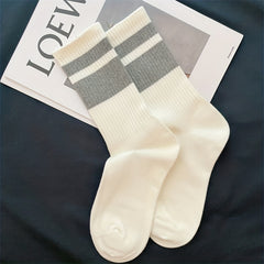 Men's Striped High Tube Sports Socks Breathable Thin Stockings