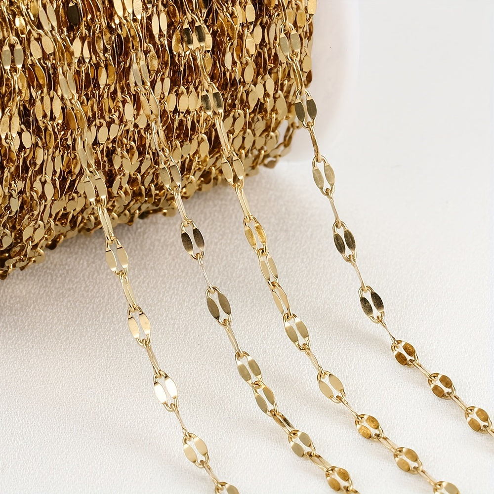 2M Stainless Steel Lips Chain Golden Jewelry Necklace Bracelet Making DIY Chain