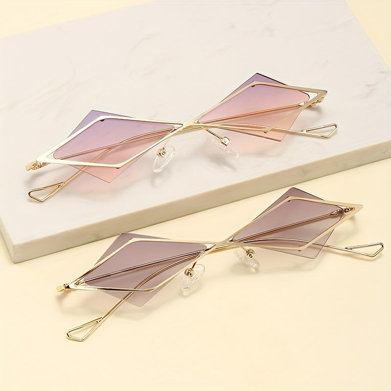 UV Protection Polygonal Metal Sunglasses for Outdoor Travel