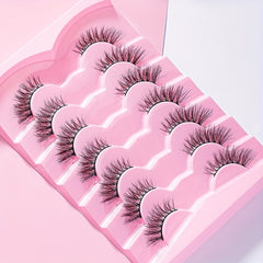 7 Pairs Natural 5D Curly Half Eyelashes 14mm - Lengthening & Thickening
