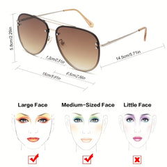 OUWEN Oversized Aviator Polarized Sunglasses Gradient Tea Lens