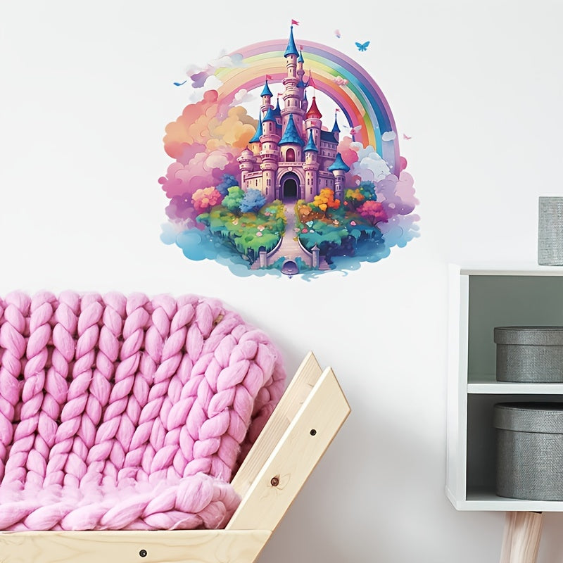 Castle Wall Stickers Rainbow Clouds Bridge Decals