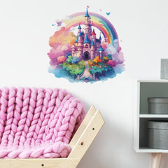 Castle Wall Stickers Rainbow Clouds Bridge Decals