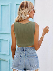 Solid Crop Tank Top Sleeveless Summer Women's Clothing