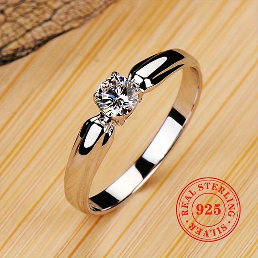 925 Silver Engagement Ring with Zirconia Stone
