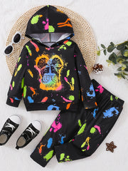 Cartoon Girl Pattern Girl's 2pcs Hoodie & Sweatpants Set KID LIFE Print