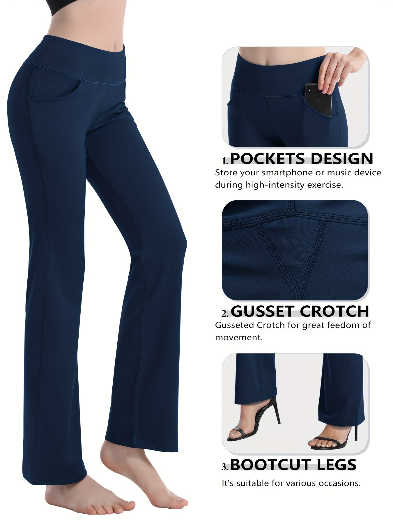 Bootcut Yoga Pants With Pocket High Waisted Workout Leggings