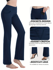 Bootcut Yoga Pants With Pocket High Waisted Workout Leggings