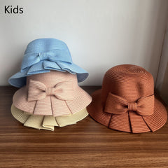 Kids Summer Sun Hats with Butterfly Knot and Small Brim