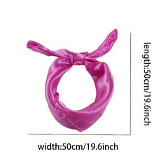 Classic Neckerchief Solid Square Scarf Satin Bandana Head Wrap Hair Accessories
