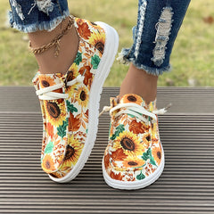 Women's Sunflower Slip on Canvas Shoes Lightweight Walking Shoes