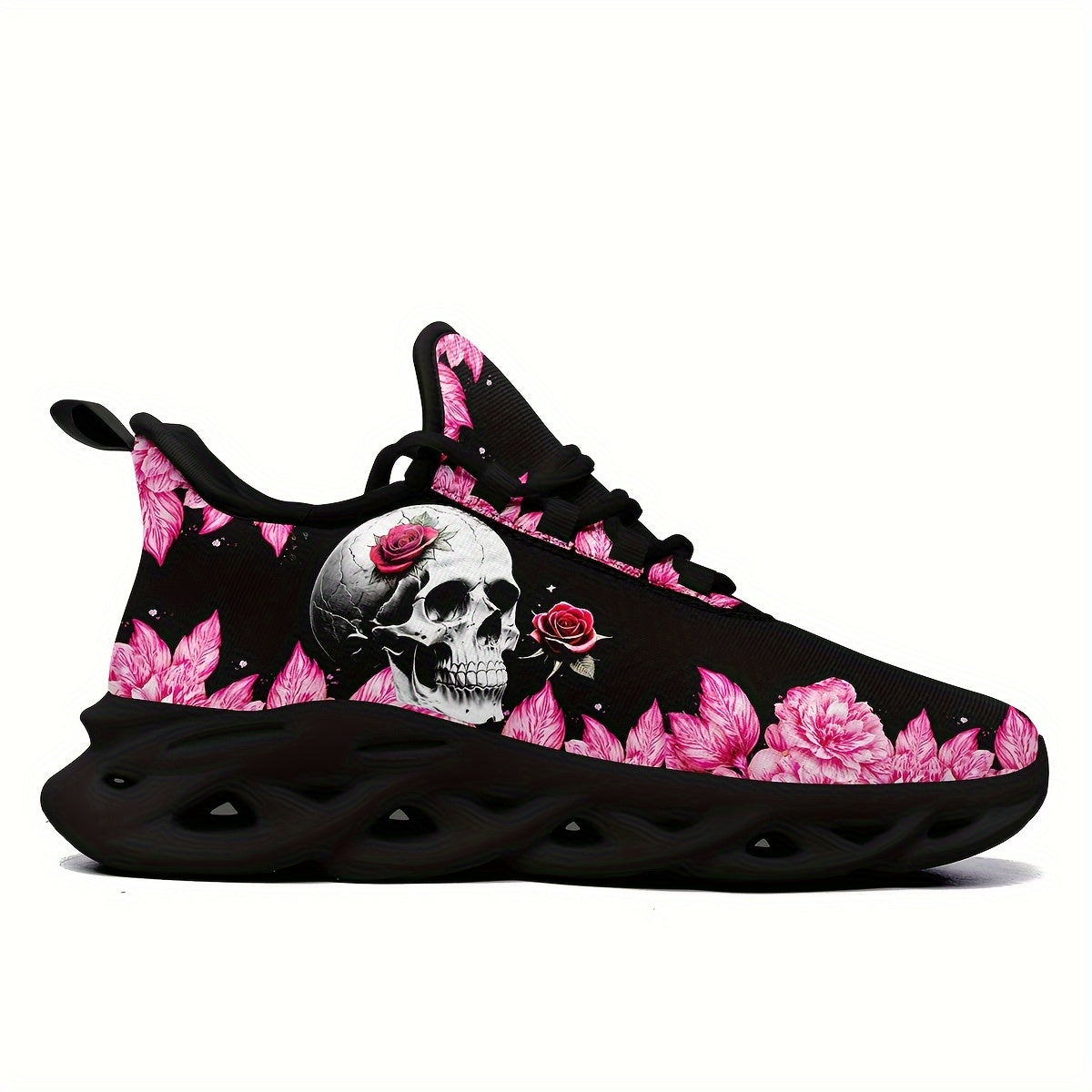 Skull & Rose Thick Sole Sneakers Lightweight Casual Wear