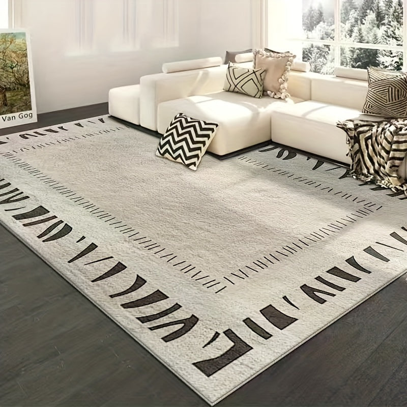 Modern Line Pattern Faux Cashmere Mat Non Slip Floor Rug