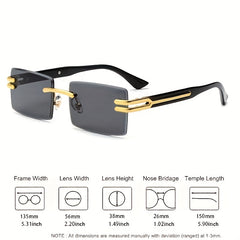 Retro Rimless Sunglasses UV400 Rectangle Cutting Sun Glasses