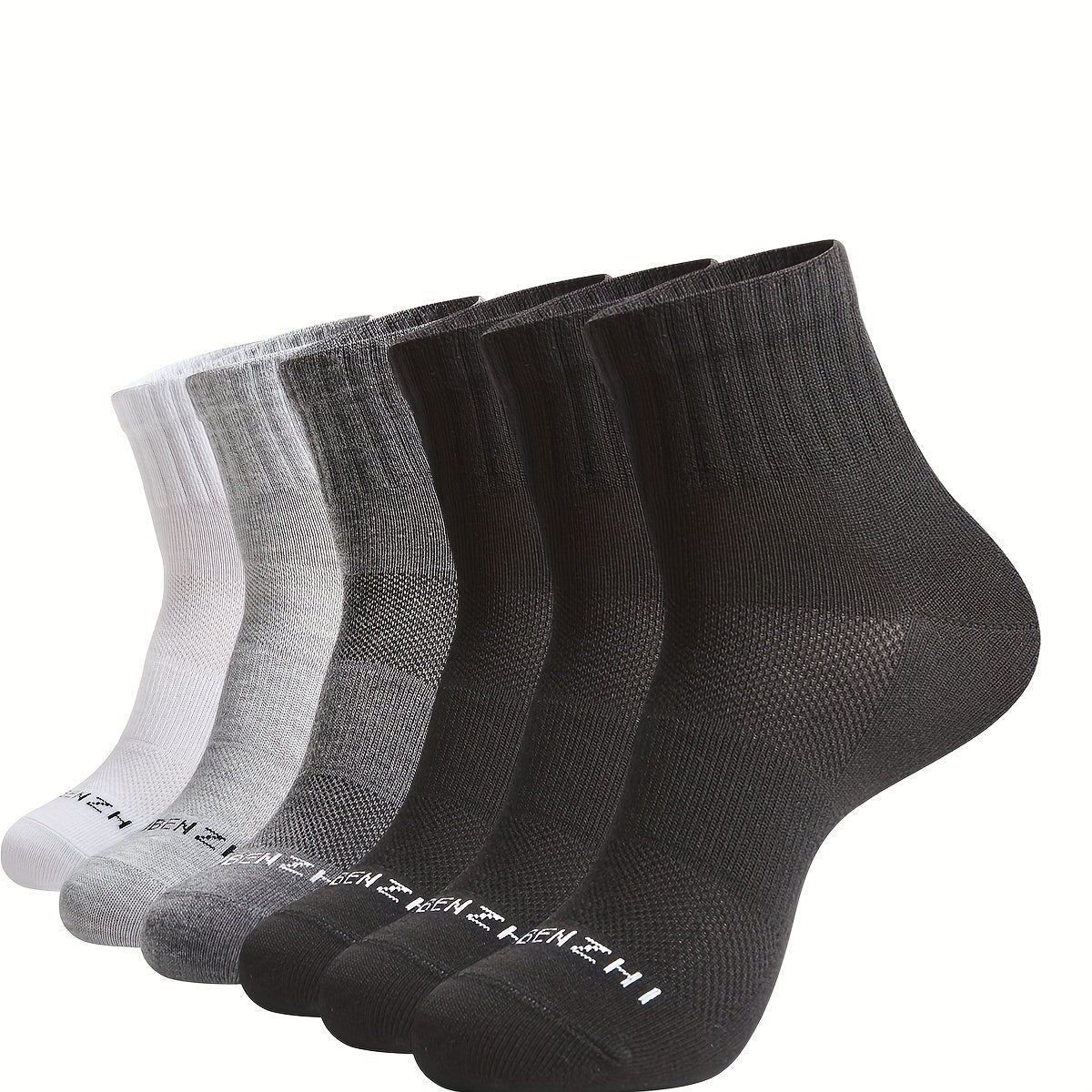 6 Pairs Men's Mid Crew Sport Socks Absorbent Breathable for Basketball Running