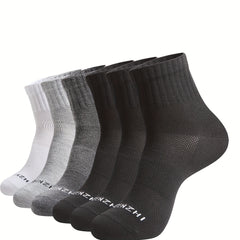 6 Pairs Men's Mid Crew Sport Socks Absorbent Breathable for Basketball Running