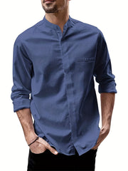 Men's Long Sleeve Stand Collar Shirt