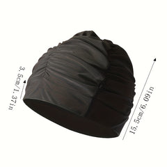 Unisex Pleated Cloth Swimming Cap Ear Protection Breathable Cap