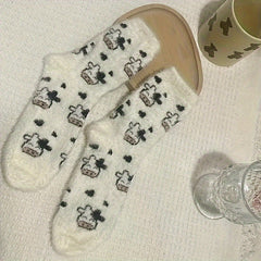 Teen's Non-slip Winter Thermal Plush Sleep Socks
