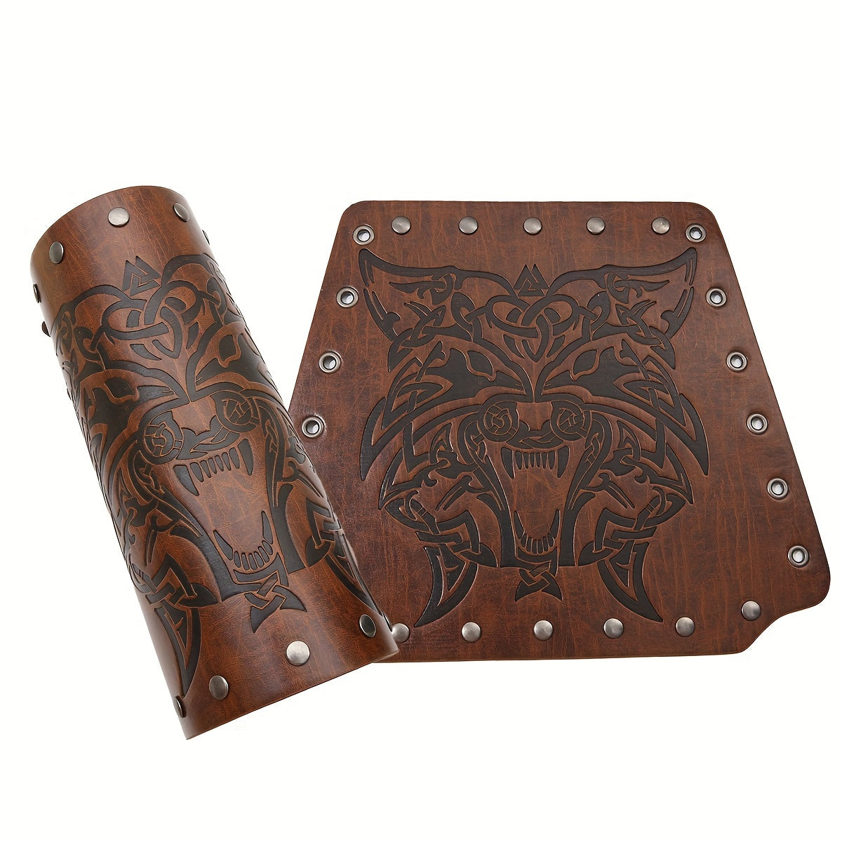 Embossed Vintage Wristband Knight Style Leather Stage Prop Wristband