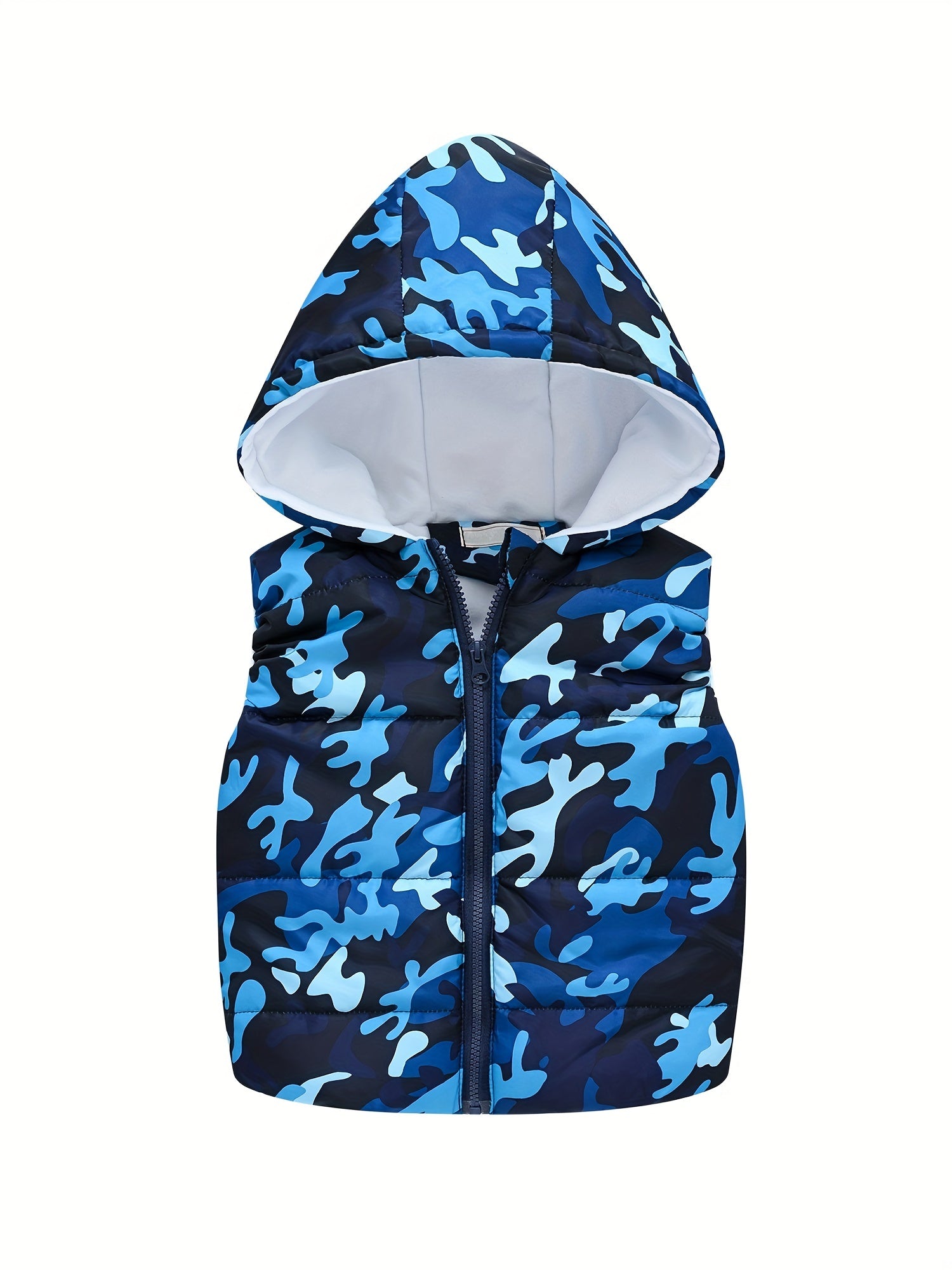 Boy's Cartoon Print Warm Waistcoat Hooded Vest