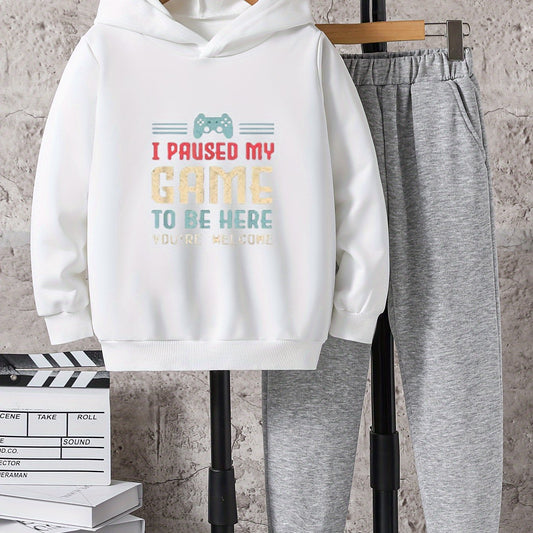 Boys Casual Long Sleeve Hooded Sweatshirt & Sweatpants Set