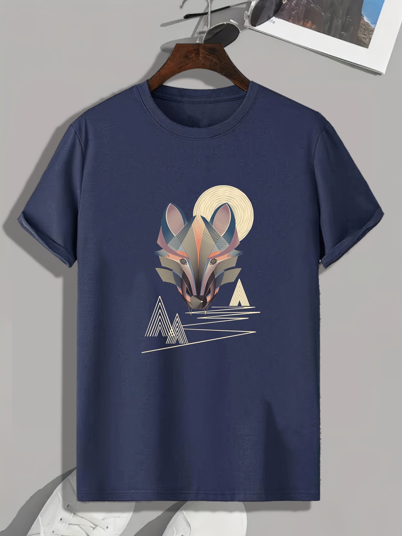 Fox Pattern Print Men's Sports T-shirt Graphic Tee Men's Summer Outdoor Clothes