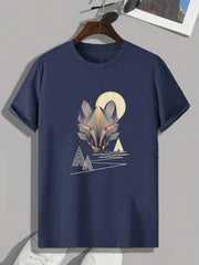 Fox Pattern Print Men's Sports T-shirt Graphic Tee Men's Summer Outdoor Clothes
