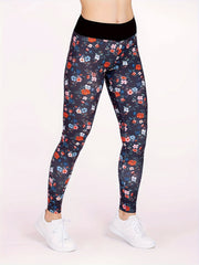 Colorblock Floral Print Fitness Leggings