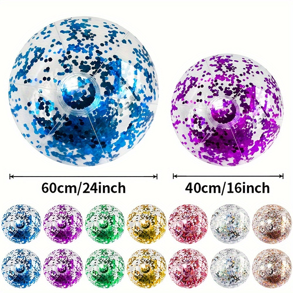 Glitter PVC Inflatable Beach Ball - Two Sizes