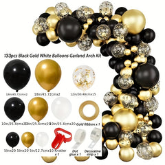 129pcs Golden Balloon Chain Set Graduation Season Birthday Decoration
