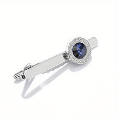 Round Zircon Collar Clip Shirt Suit Tie Clip For Men