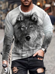 Wolf 3D Print Men's Long Sleeve T-shirt
