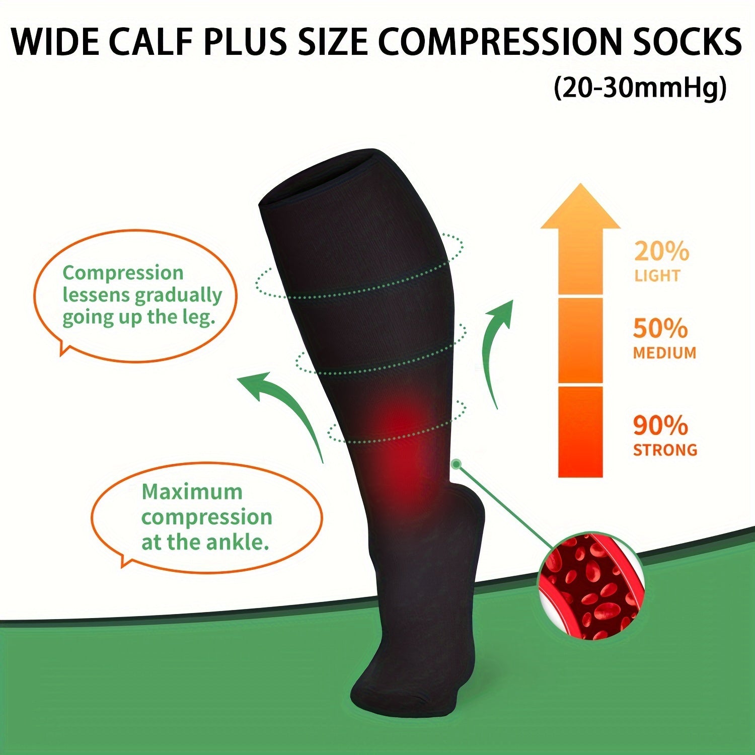 Sporty Calf Socks Women's Plus Solid Soft & Comfort Ankle Compression Socks