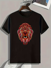 Lion Pattern Print Men's Sports T-shirt