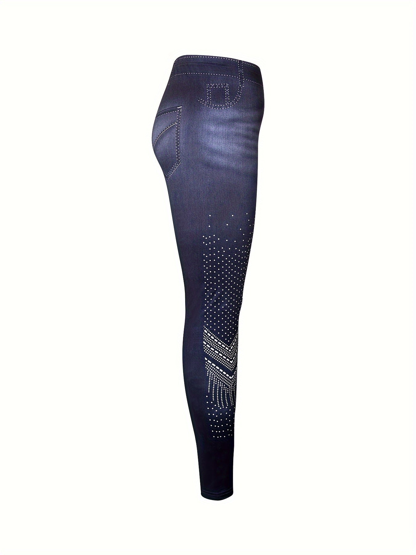 Faux Denim Print Yoga Pants Stretch Leggings for Women