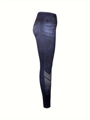 Faux Denim Print Yoga Pants Stretch Leggings for Women