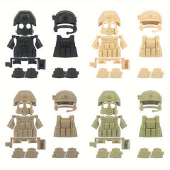 Soldier Kits Body Armor Gas Mask Knee Brace Backpack Building Blocks Toy