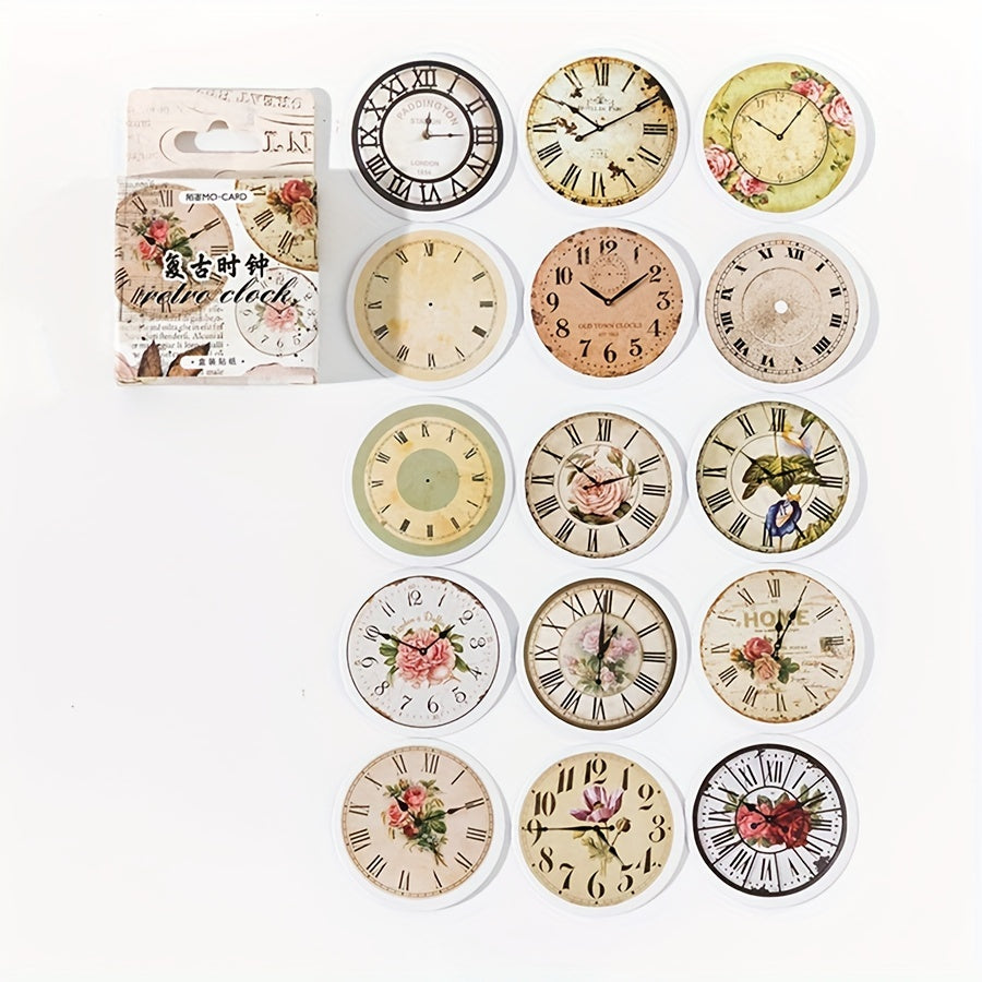 45 Sheets Boxed Stickers Retro Clock Series Creative Advanced Feeling Stickers