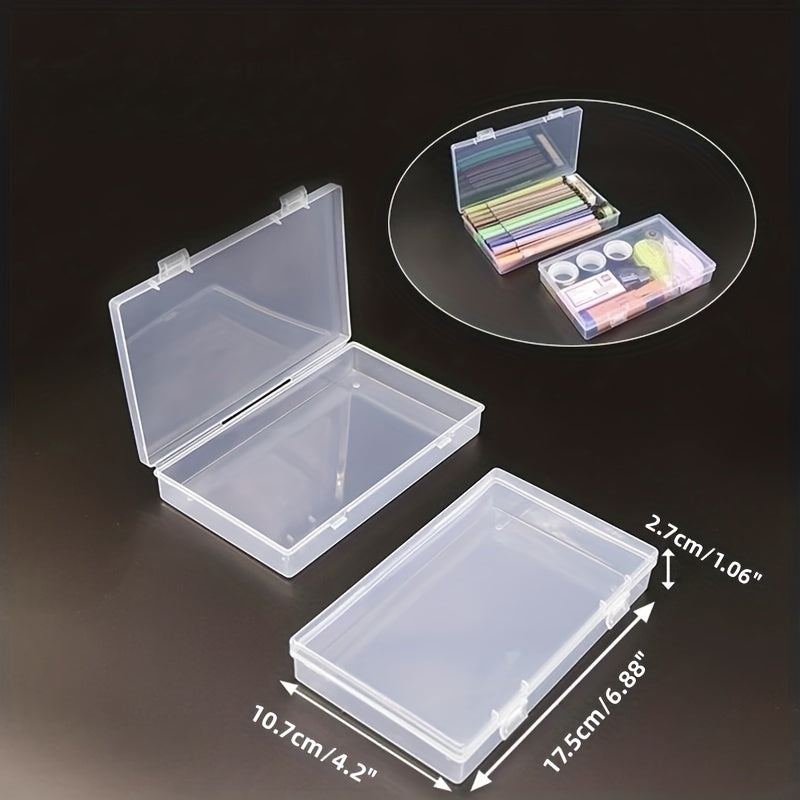 4pcs Transparent Stationery Box Rectangular Plastic Clear Tool Parts Small Box