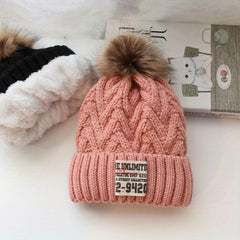 Baby Hat Autumn Winter Kids Knitted Hat Thick Plus Velvet Woolen Hat