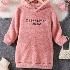 Girls Reversible Fleece Hooded Dress for Fall