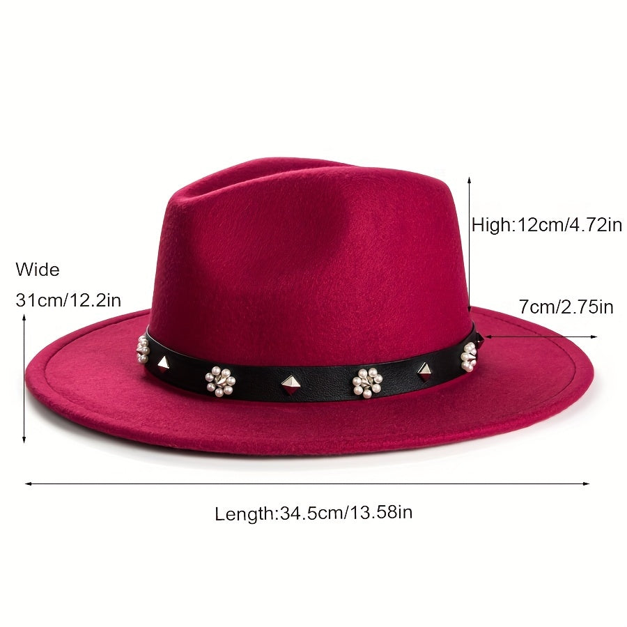 Large Brim Jazz Hat With Decoration Charm Top Hat
