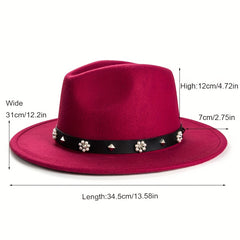 Large Brim Jazz Hat With Decoration Charm Top Hat