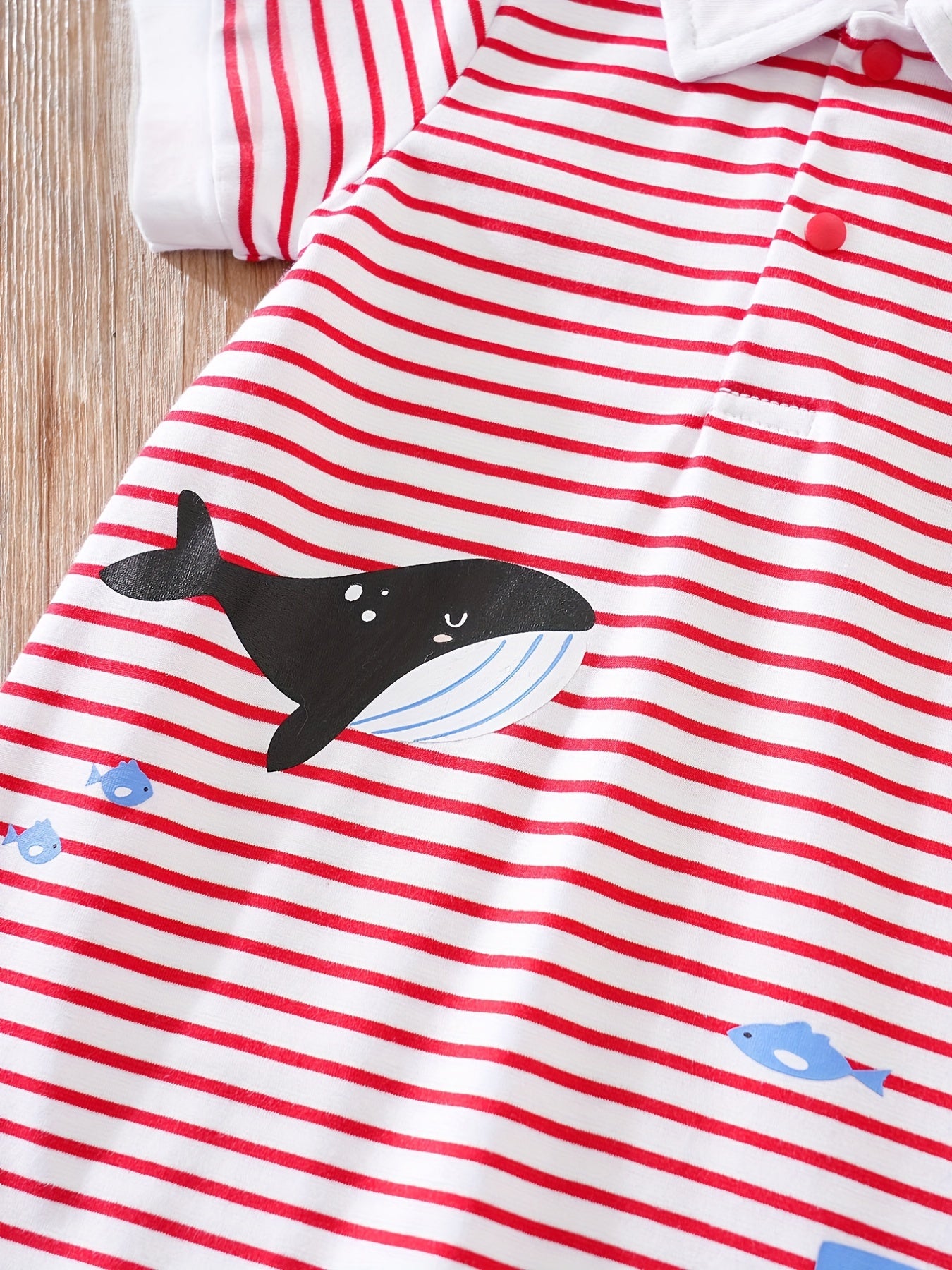 Baby Boys Whale Graphic Striped Romper Jumpsuit Clothes