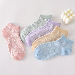 5 Pairs 3D Textured Socks Low Cut Women's Stockings