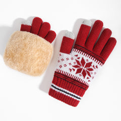 Winter Gloves Snowflake Patterns Plush Touch Screen Gloves