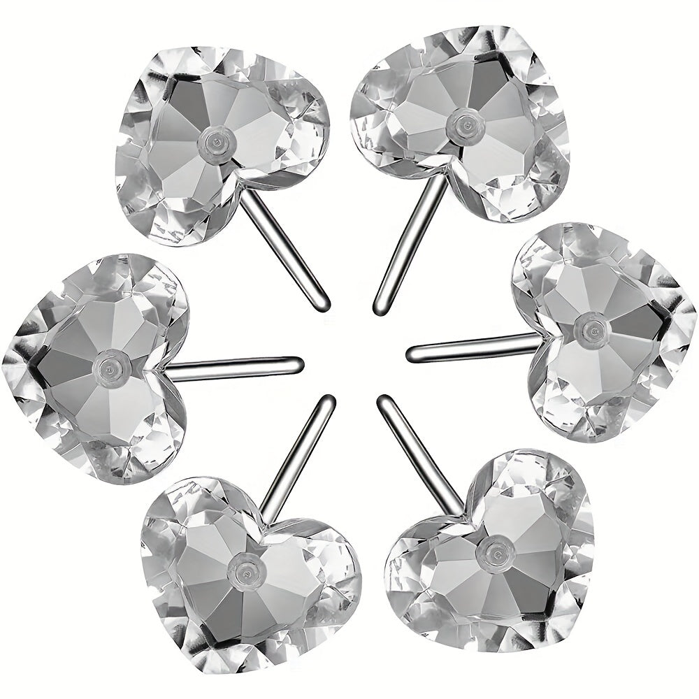 12pcs Heart Shower Curtain Hooks Acrylic Rhinestone Love Decorative Bathroom Acc