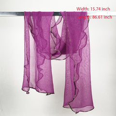 Purple Sparkling Lace Thin Scarf Vintage Breathable Shawl Women Head Wrap Turban