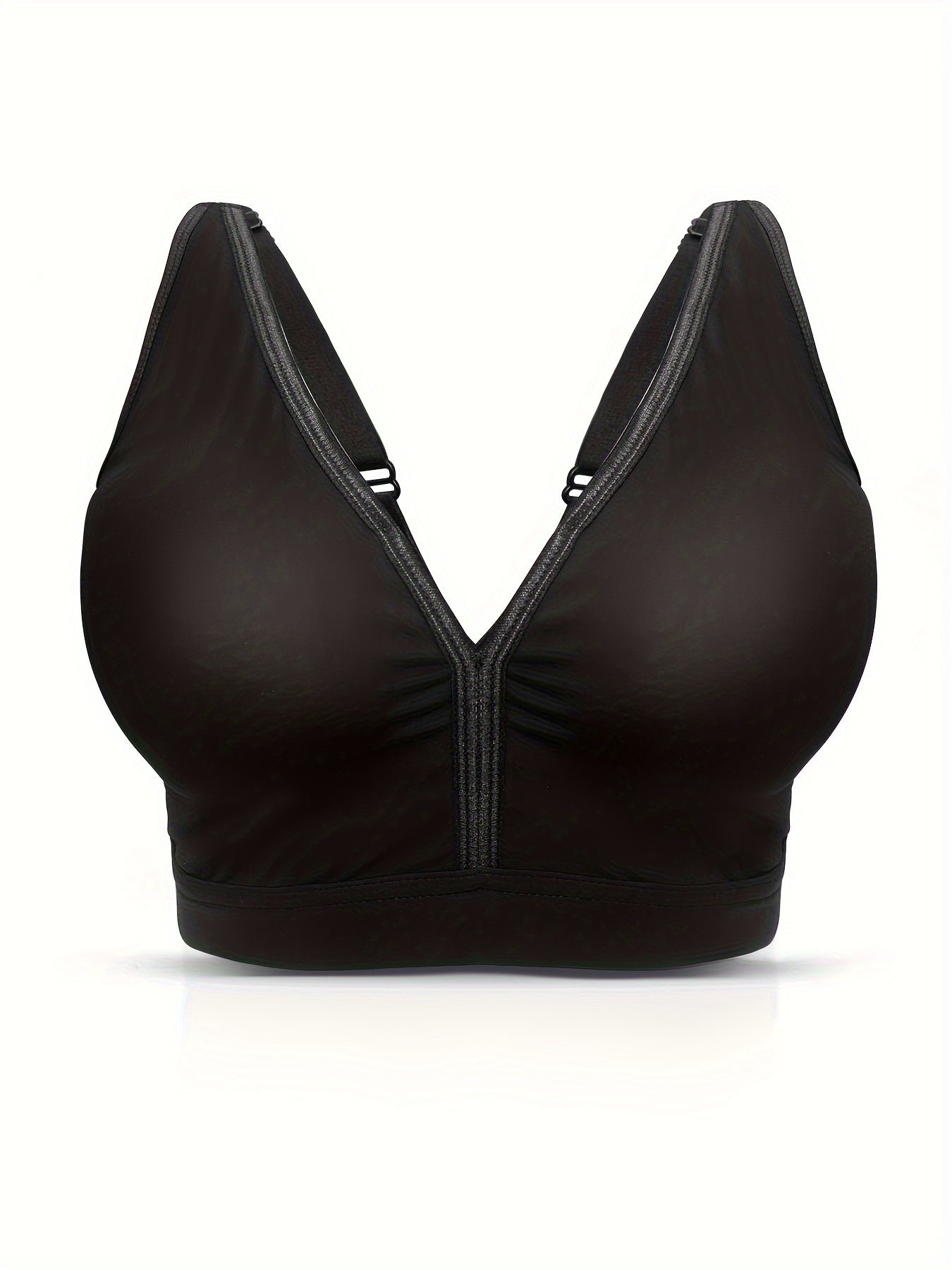 Seamless V Neck Sports Bra Breathable Medium Stretch